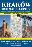 Okładka książki Kraków. Stare Miasto i Kazimierz. Plan miasta foliowany 1:4000 wyd. 2023