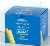 Kreda szkolna niepyląca kolorowa 100szt. Wydawca: TOMA. SmakLiter.pl Opakowanie Kreda szkolna niepyląca kolorowa 100szt