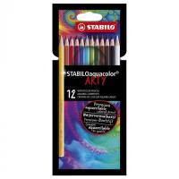 Kredki drewniane STABILO Aquacolor ARTY 12 kolorów. Wydawca: Stabilo. SmakLiter.pl Opakowanie Kredki drewniane STABILO Aquacolor ARTY 12 kolorów