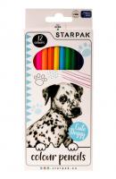 Kredki ołówkowe Pieski 12 kolorów 12 opakowań. Wydawca: Starpak. SmakLiter.pl Opakowanie Kredki ołówkowe Pieski 12 kolorów 12 opakowań