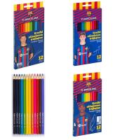 Kredki ołówkowe trójkątne FC Barcelona 12kol mix. Wydawca: ASTRA papiernicze. SmakLiter.pl Opakowanie Kredki ołówkowe trójkątne FC Barcelona 12kol mix