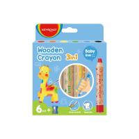 Opakowanie Kredki świecowe KEYROAD, Colorix 3 in 1, Jumbo, z temperówką, 6 szt., zawieszka