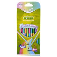 Kredki trójkątne dwustronne pastel 24 kolory. Wydawca: Cricco. SmakLiter.pl Opakowanie Kredki trójkątne dwustronne pastel 24 kolory