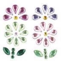 Opakowanie Kryształki samoprzylepne kwiaty 13x21mm mix 8szt