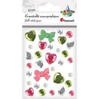 Opakowanie Kryształki samoprzylepne zielony różowy mix 33szt