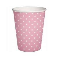 Opakowanie Kubki papierowe eko Różowe w kropki 250ml 10szt