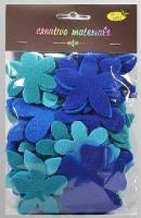 Opakowanie Kwiatki z filcu tonacja niebieska 60szt