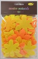 Opakowanie Kwiatki z filcu tonacja żółto-pomarańczowa 60szt