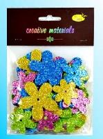 Opakowanie Kwiatki z pianki brokatowej wiosenne 56szt