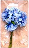 Opakowanie Kwiaty materiałowe niebieskie 4cm 6szt