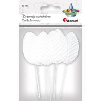 Opakowanie Liście materiałowe na druciku 10szt białe