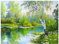 Opakowanie Malowanie po numerach  Jezioro w wiosennym lesie