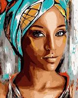 Opakowanie Malowanie po numerach Kobieta w niebieskim turbanie