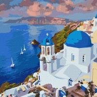 Malowanie po numerach - Malownicze Santorini 50x50. Wydawca: Ideyka. SmakLiter.pl Opakowanie Malowanie po numerach - Malownicze Santorini 50x50