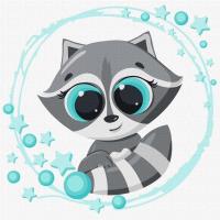 Malowanie po numerach - Mały szop pracz 30x30cm. Wydawca: Ideyka. SmakLiter.pl Opakowanie Malowanie po numerach - Mały szop pracz 30x30cm