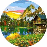 Opakowanie Malowanie po numerach okrągłe - Wieś nad jeziorem