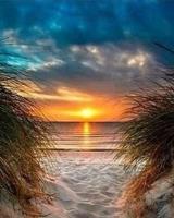 Opakowanie Malowanie po numerach Plaża morska wydmy przy zachodzie słońca