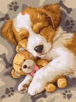 Opakowanie Malowanie po numerach- Śpiący Jack Russell 30x40cm