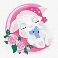 Malowanie po numerach - Śpiący króliczek 30x30. Wydawca: Ideyka. SmakLiter.pl Opakowanie Malowanie po numerach - Śpiący króliczek 30x30