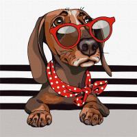 Opakowanie Malowanie po numerach - Stylowy jamnik 40x40