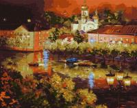 Malowanie po numerach - Wieczorne miasto 40x50cm. Wydawca: Ideyka. SmakLiter.pl Opakowanie Malowanie po numerach - Wieczorne miasto 40x50cm
