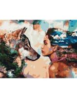 Opakowanie Malowanie po numerach - Wilk i kobieta 40x50cm