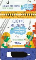 Malowanki z pisakiem wodnym.Trefliki na budowie. Autor: Martyna Jelonek. SmakLiter.pl Okładka książki Malowanki z pisakiem wodnym.Trefliki na budowie
