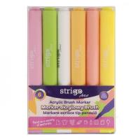 Opakowanie Marker akrylowy z końcówką Brush 6kol STRIGO