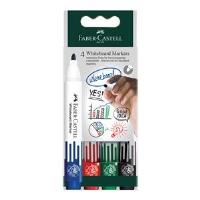 Marker do tablic suchościeralnych Faber-Castell 4 kolory. Wydawca: Faber-Castell. SmakLiter.pl Opakowanie Marker do tablic suchościeralnych Faber-Castell 4 kolory