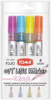 Marker konturowy fluo 4 kolory. Wydawca: TOMA. SmakLiter.pl Opakowanie Marker konturowy fluo 4 kolory
