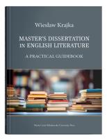 Master's Dissertation in English Literature. A Practical Guidebook. Autor: Krajka Wiesław. SmakLiter.pl Okładka książki Master's Dissertation in English Literature. A Practical Guidebook