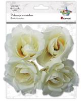 Opakowanie Materiałowe róże 3D 75mm białe na druciku 4szt