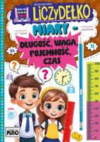 Miary: długość, waga, pojemność, czas. Liczydełko. Autor: Elżbieta Dędza-Mozol. SmakLiter.pl Okładka książki Miary: długość, waga, pojemność, czas. Liczydełko