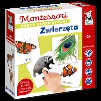 Montessori. Karty sensoryczne. Zwierzęta 2+. Autor: Dołhun Katarzyna, Katarzyna Fus. SmakLiter.pl Okładka książki Montessori. Karty sensoryczne. Zwierzęta 2+