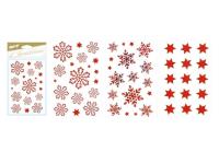 Opakowanie Naklejka BN śnieżynki czerwone 80x120mm mix