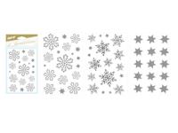Opakowanie Naklejka BN śnieżynki srebrne 80x120mm mix
