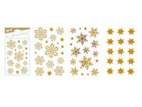 Opakowanie Naklejka BN śnieżynki złote 80x120mm mix
