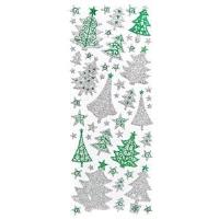 Opakowanie Naklejki brokatowe ornamentowe - choinki SILVER&GREEN, 53szt