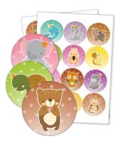 Opakowanie Naklejki do szafki - Zwierzaki z tłem 60mm 24szt.