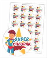 Opakowanie Naklejki Dzień Chłopaka - Super Chłopak 40mm 24szt