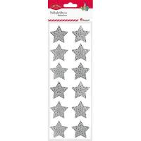 Opakowanie Naklejki foliowe gwiazdki 40mm srebrne 12szt.