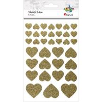 Opakowanie Naklejki foliowe serca brokatowe złote 36szt.
