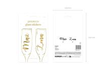 Opakowanie Naklejki na kieliszki Mąż i Żona złote 2szt