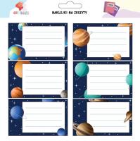 Naklejki na szafkę i zeszyt Kosmos. Wydawca: All4Kids. SmakLiter.pl Opakowanie Naklejki na szafkę i zeszyt Kosmos