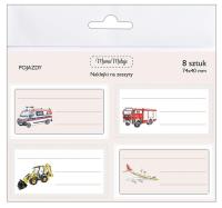 Naklejki na zeszyty Pojazdy. Wydawca: Mama Maluje. SmakLiter.pl Opakowanie Naklejki na zeszyty Pojazdy