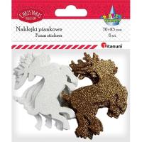 Opakowanie Naklejki piankowe brokatowe renifery 6szt