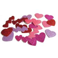 Opakowanie Naklejki piankowe serduszka brokatowe