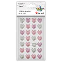 Opakowanie Naklejki plastikowe serca 14x14mm 28szt mix