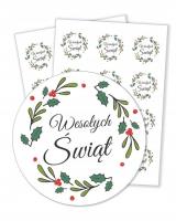 Naklejki świąteczne białe 6cm 24szt. Wydawca: LearnHow. SmakLiter.pl Opakowanie Naklejki świąteczne białe 6cm 24szt