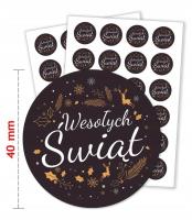 Naklejki świąteczne czarne 4cm 48szt. Wydawca: LearnHow. SmakLiter.pl Opakowanie Naklejki świąteczne czarne 4cm 48szt